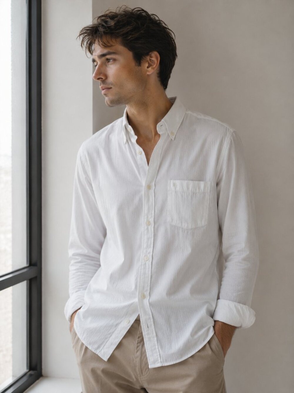 Burberry White Pinstripe Button-Down Dress Shirt 0712